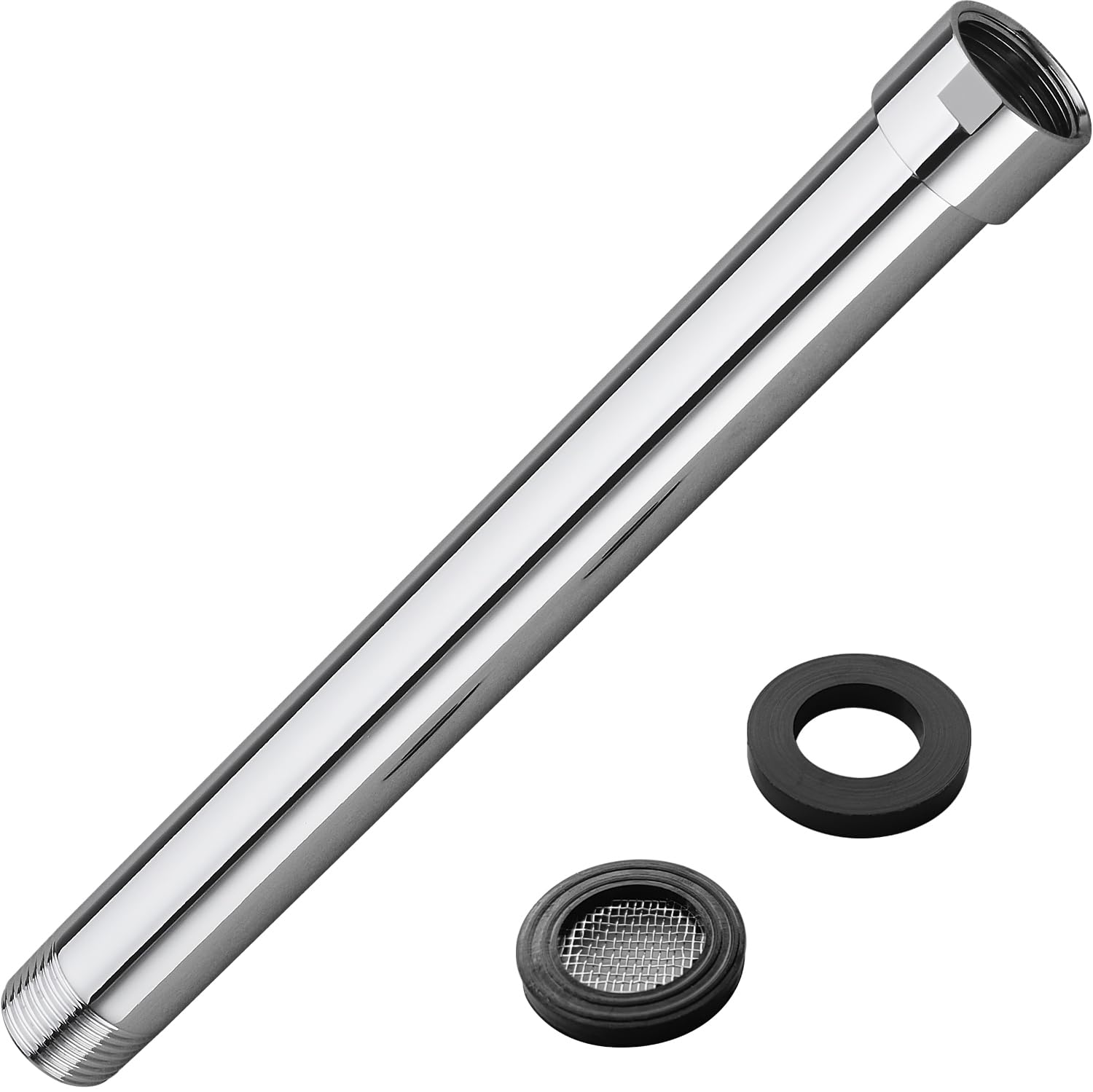 HOMYEP Shower Arm Extender, 8 Inch Wall Mount Extension Arm for Rainfall and Handheld Shower Head, Female to Male NPT 1/2 Inch Straight Extender Pipe Arm, Polished Chrome