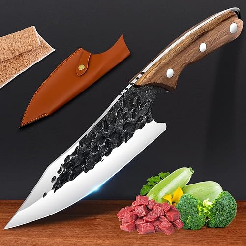 Cuchillo de chef mejorado de acero inoxidable de alto carbono cuchillo de cocina profesional con funda y mango ergonómico cuchillo de cortar carne
