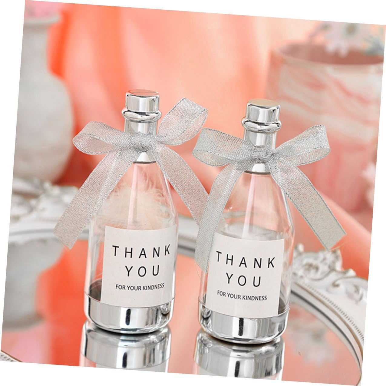 SHINEOFI 20pcs Silver Large Sparkling Wine Bottle Shaped Candy Boxes, Wedding Candy Packaging Containers for Bridal Shower and Birthday Party Favors