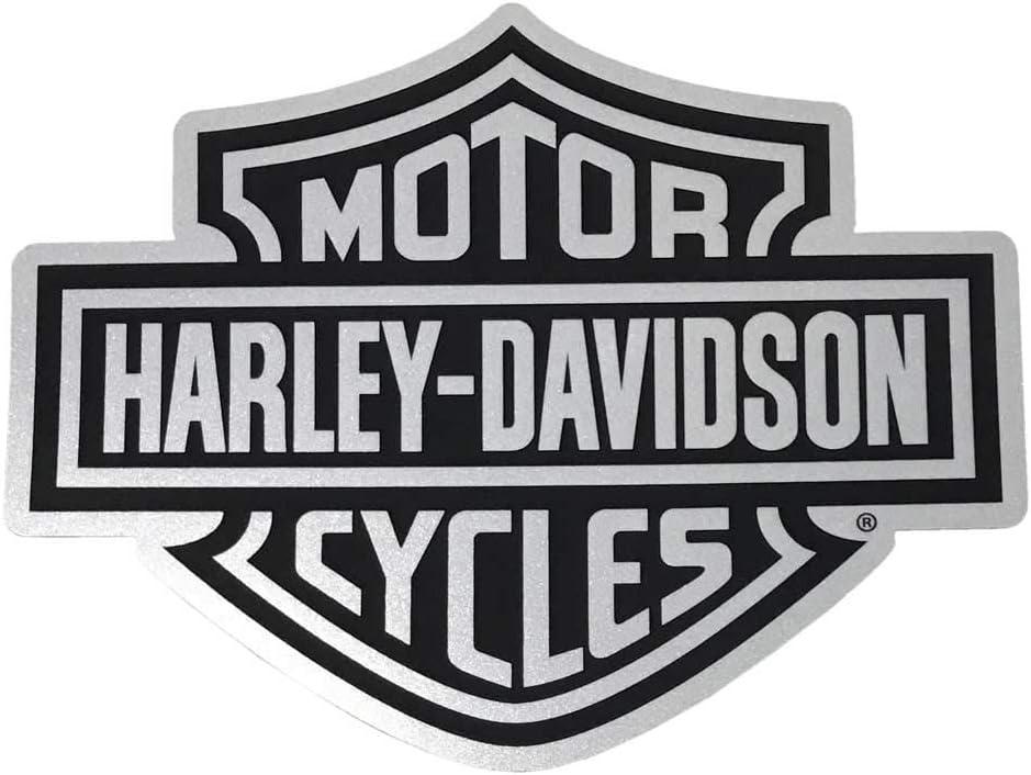 Reflective Bar & Shield Logo Decal - Black and Silver, 4.5 x 5 Inches