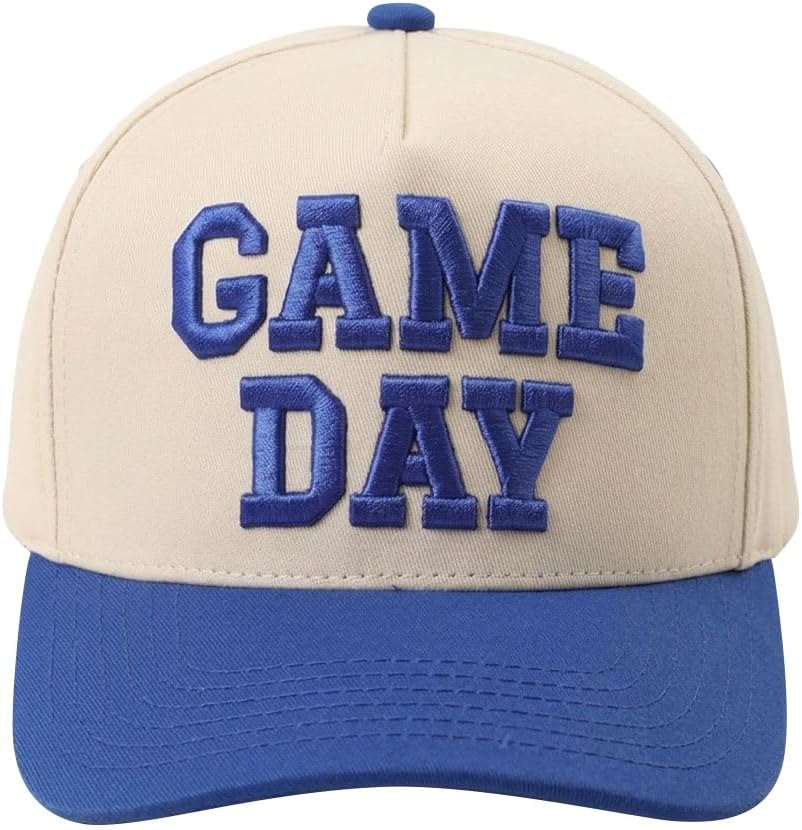 Game Day Hat for Women Men, Vintage Embroidered Football Basketball Cap, Adjustable Baseball Hat for Sports Fans Gift