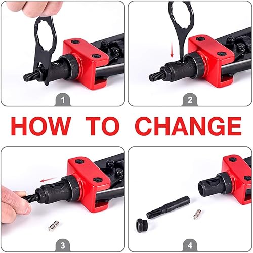 Miniatura 5 de AOBEN Herramienta de tuerca de remache de 14 pulgadas kit profesional de remachador de tuercas de mano de obra y diseño compacto que incluye 6