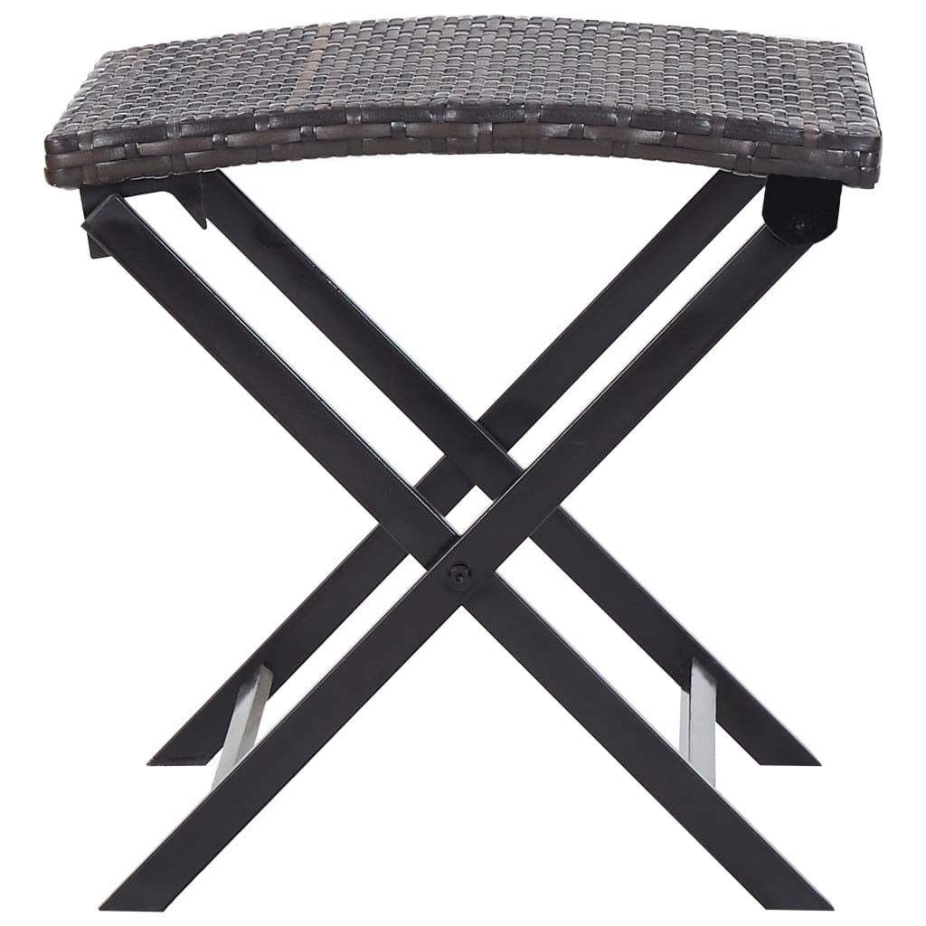 vidaXL Tabouret Pliable Siège de Jardin Tabouret de Terrasse Repose-Pied de Patio Meuble de Balcon Extérieur Résine Tressée Marron