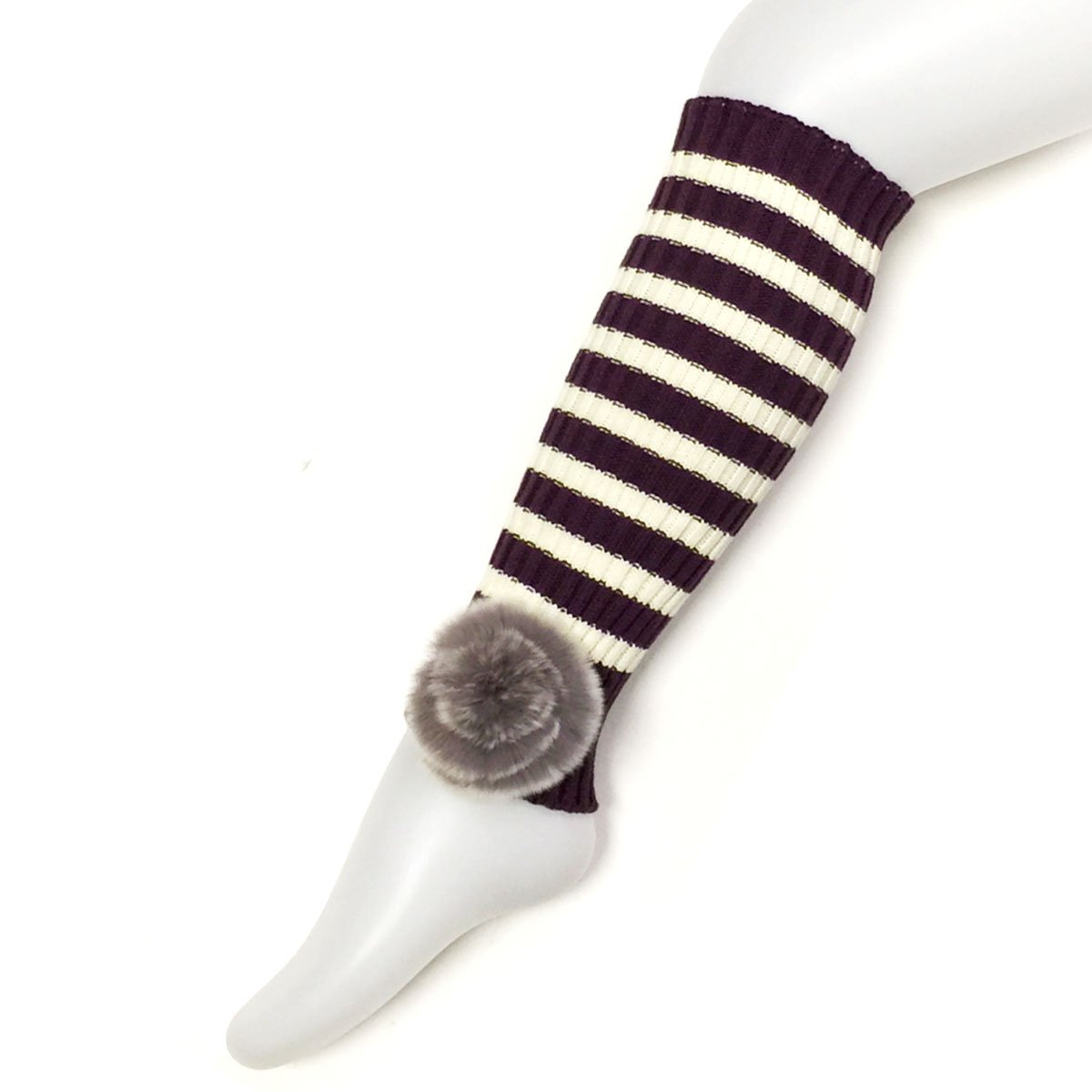 Bowbear Little Girls Striped Leg Warmers Purple