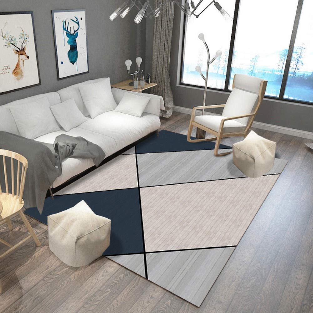Tapis Design Moderne Gris Bleu foncé Grande Taille décoratifs Rug Tapete 120x180CM