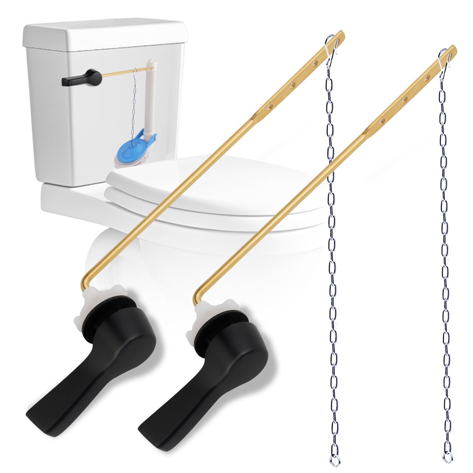 Poignées de toilettes universelles avec chaînes en acier inoxydable anti-corrosion x2