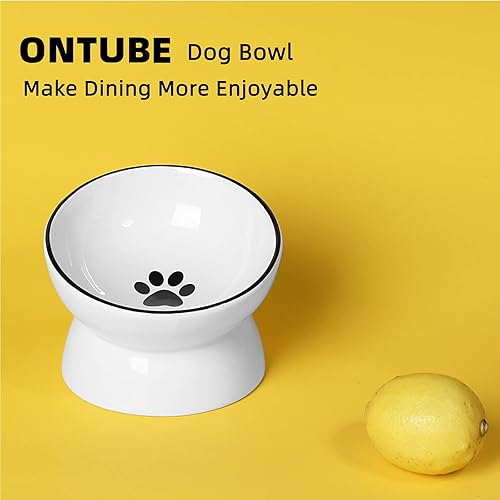 Miniatura 3 de ONTUBE Cuenco elevado de cerámica para gatos, cuencos de comida para mascotas, 5.3 pulgadas, 10 onzas (blanco)