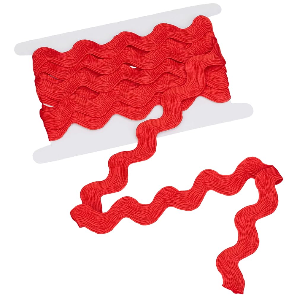 GORGECRAFT 20-34mm Jumbo Ric Rac Rick Rack Trim 5 Yards Polyester Rickrack Red Zig Zag Lace Wave Ribbon Wave Bending Fringe Lace Trim S Shaped Woven Braided Fabric for Sewing DIY Crafts