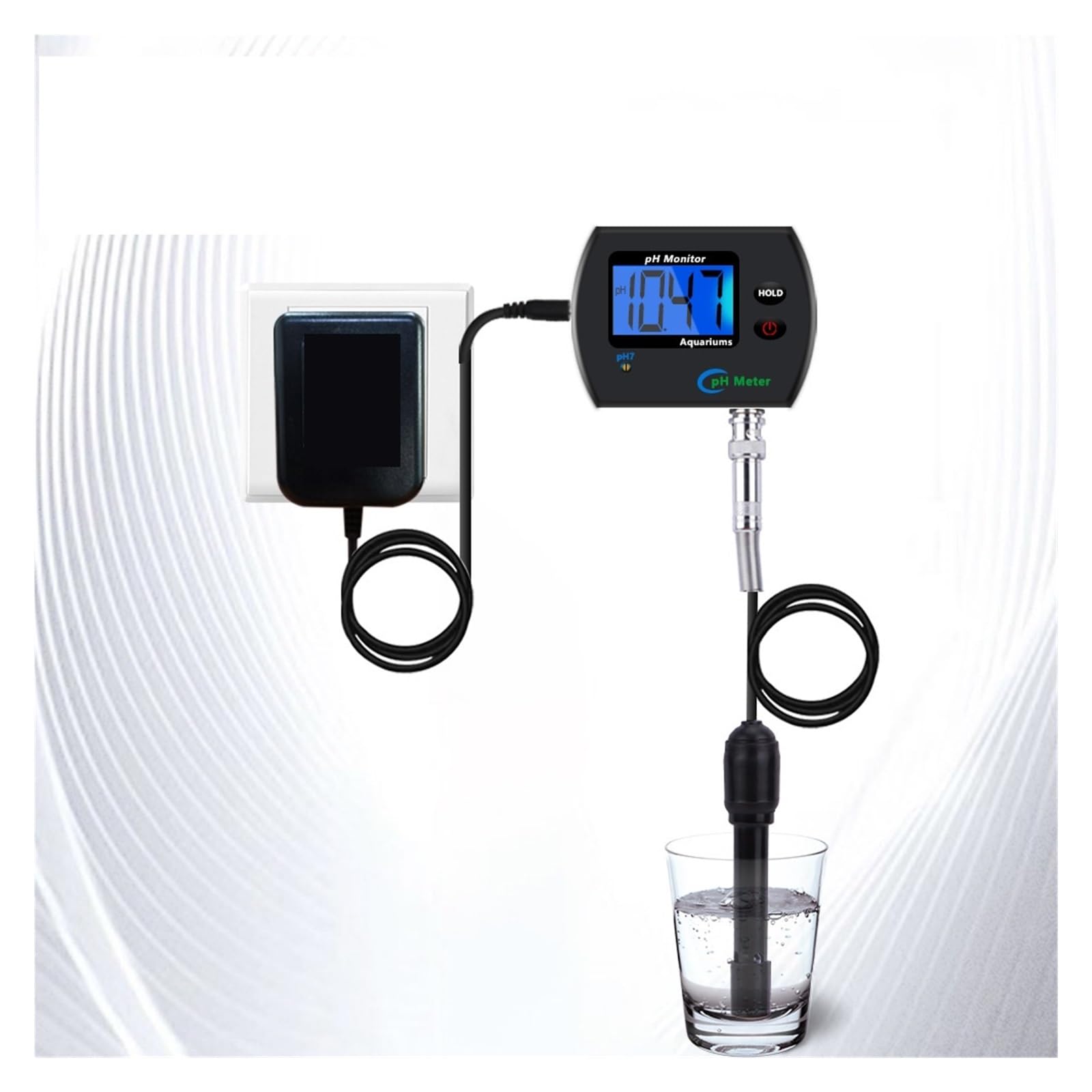Tester dell'Acqua, Monitor PH Online da 2 Pezzi Montato a Parete, Tester di acidità in Tempo Reale for acquari e acquacoltura