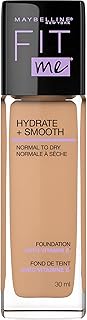 Maybelline New York Fit Me Hydrate + Smooth Foundation, Natural Luminous Finish, Moisturizing Medium Coverage, for Normal ...