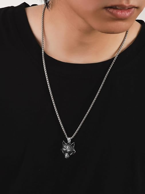 HAQUIL Wolf Necklace, Viking Wolf Head Pendant, Animal Totem Jewelry Gift for Men and Women