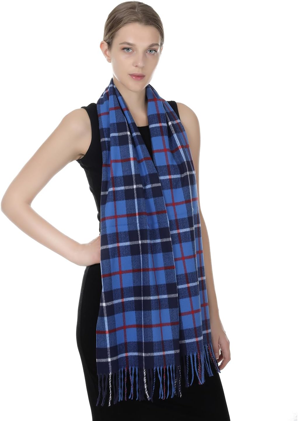 TZ Promise Herringbone Houndstooth Checked Pattern Cashmere Feel Classic Soft Luxurious Winter Scarf For Men Women - Image 6