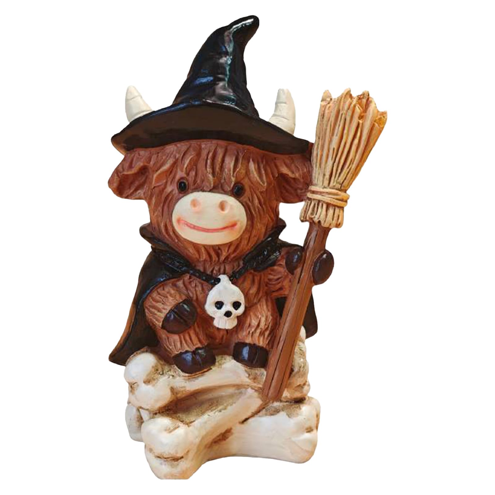 Fall Highland Cow Figurines Decor, Pumpkin Highland Cow Halloween Statue