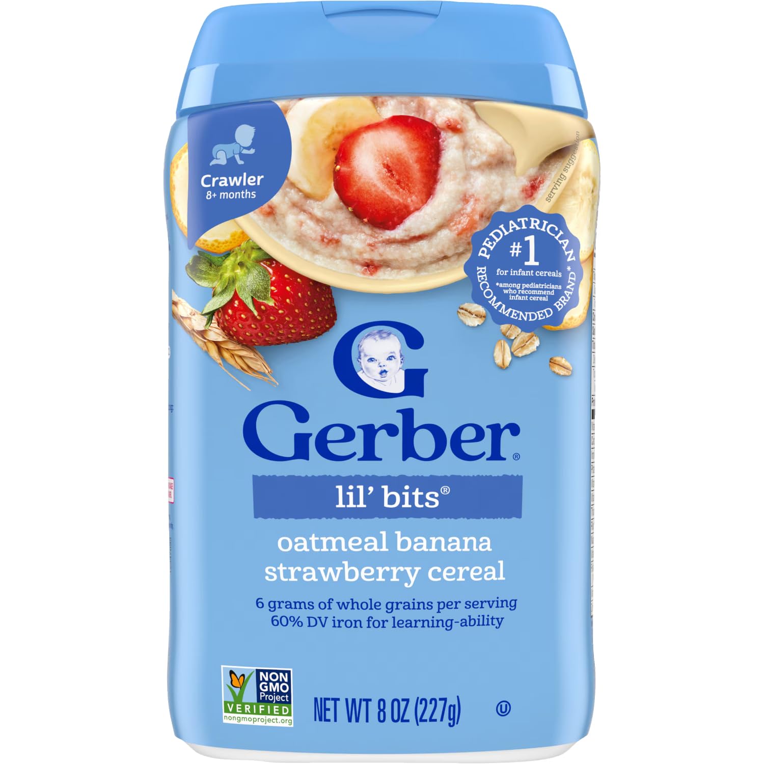 Gerber Lil Bits Oatmeal Banana Strawberry Cereal, 227 g