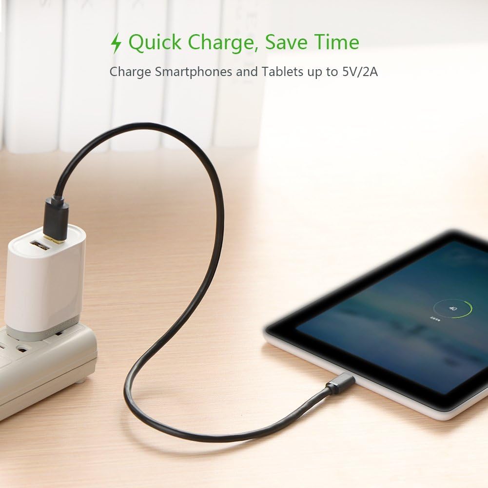 UGREEN Micro USB Cable USB 2.0 A Male to Micro B Sync & Charging Cable for for Samsung, Nokia,HTC, BlackBerry, Tablet PC, and Most Android Tablets, Android Phones, and Windows Phones, Black 6ft/2m