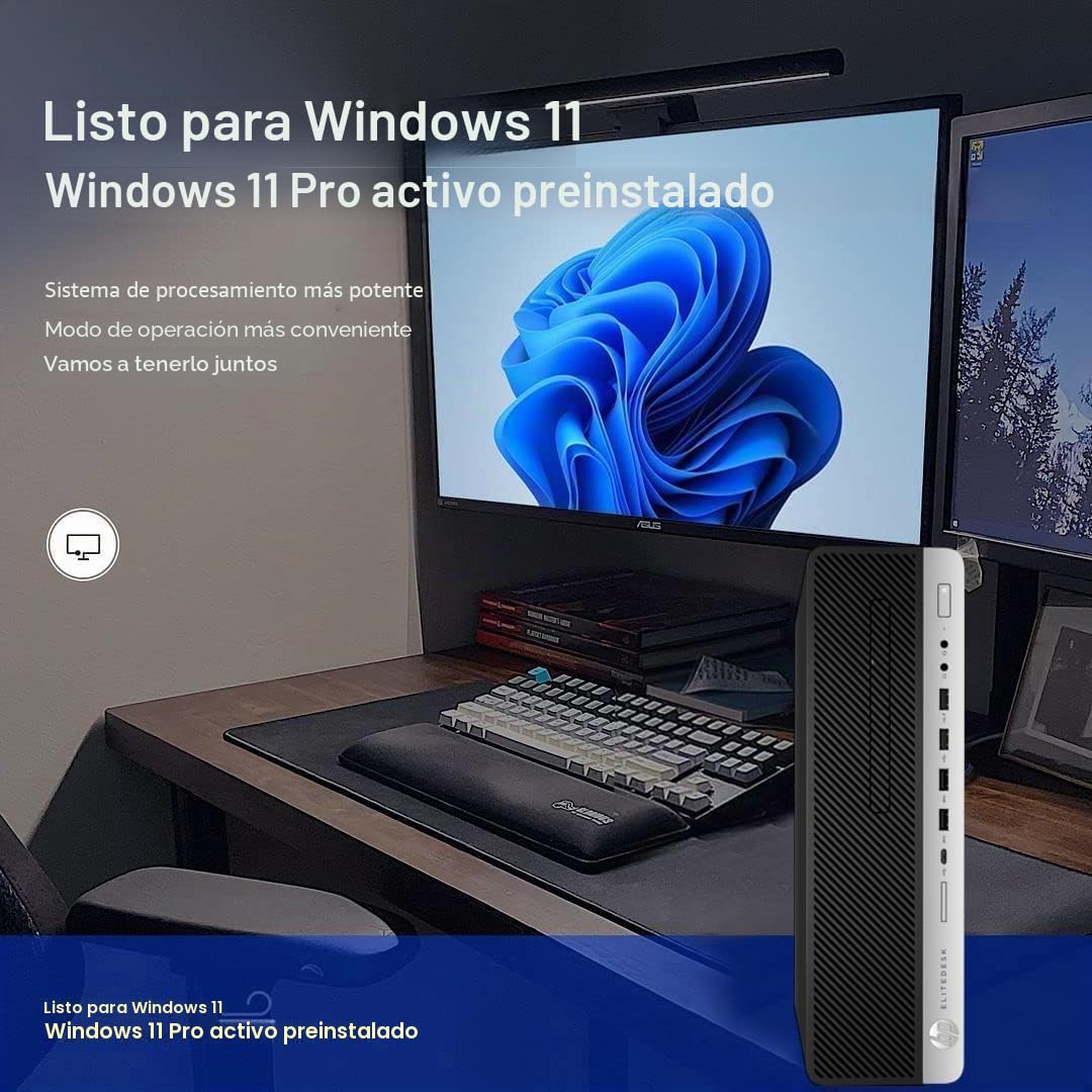HP EliteDesk 800 G3 SFF - Ordenador de sobremesa (Intel Core i5-6600, 16 GB de RAM, 256 GB SSD, WiFi, Bluetooth, teclado QWERTY de EE.UU., Windows 11 Pro (reacondicionado)