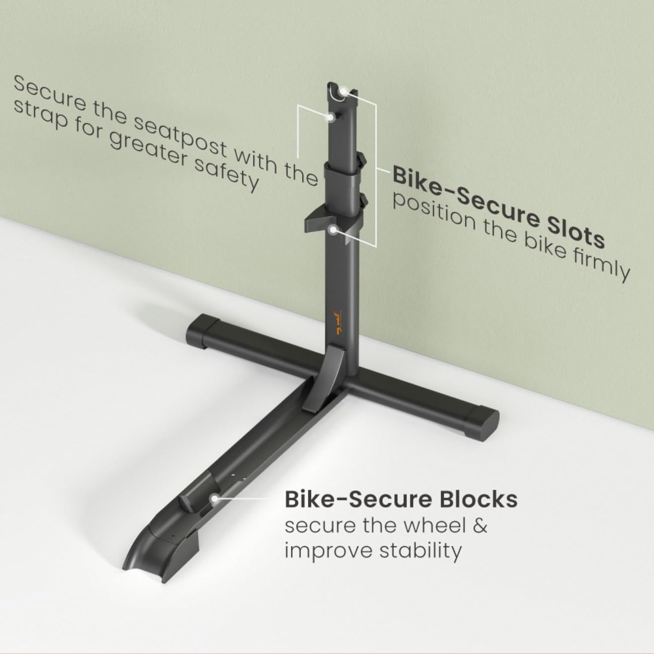 my wall platzsparender universal Fahrradständer - HR12L, Hinterrad Fahrradständer für Garage, Keller & Wohnung, 16-29 Zoll Fahrräder, Ohne Bohren, Stabil & Mobil, Reifenbreite bis 10 cm