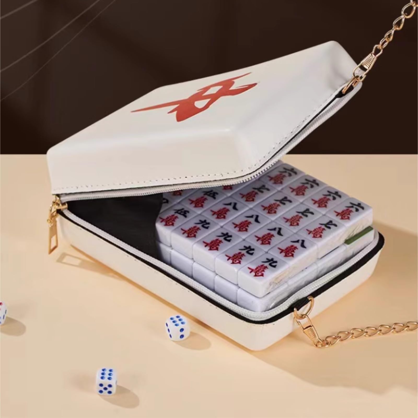 Chinesisches Mahjong 144 Mahjong-Fliesen, Haushaltshand, Mahjong-Fliesen, Handspiel Mit Tasche, Tischdecke, Kartenlineal Für Familie Reise Spiel(Grün)