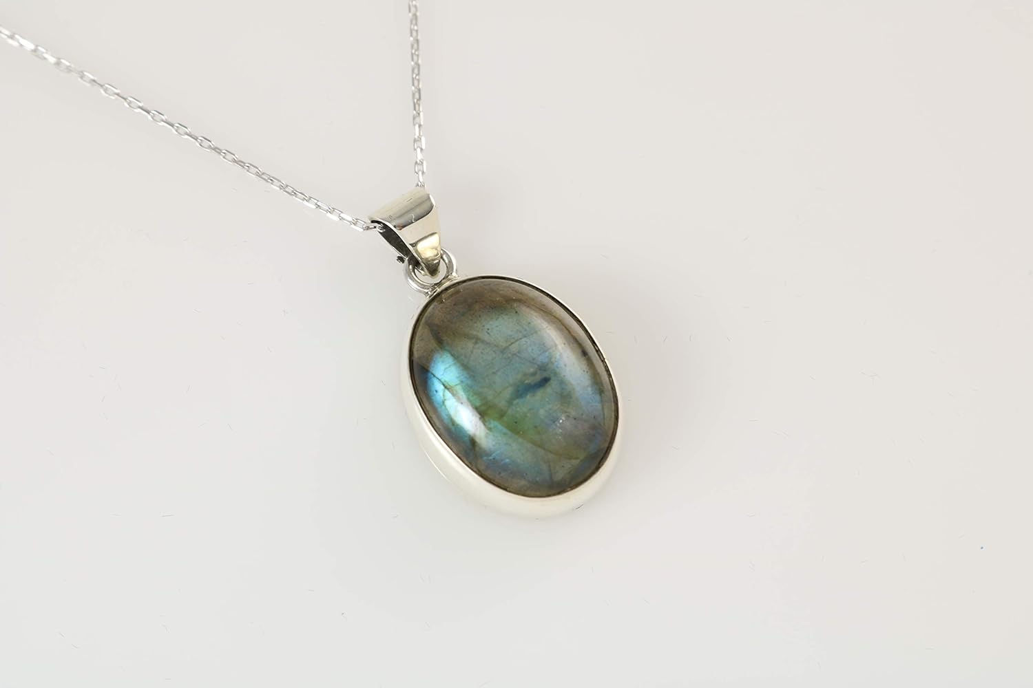 Solid Sterling Silver 925 Oval Gemstone Handmade Small Pendant Necklace for Women & Men - Image 9