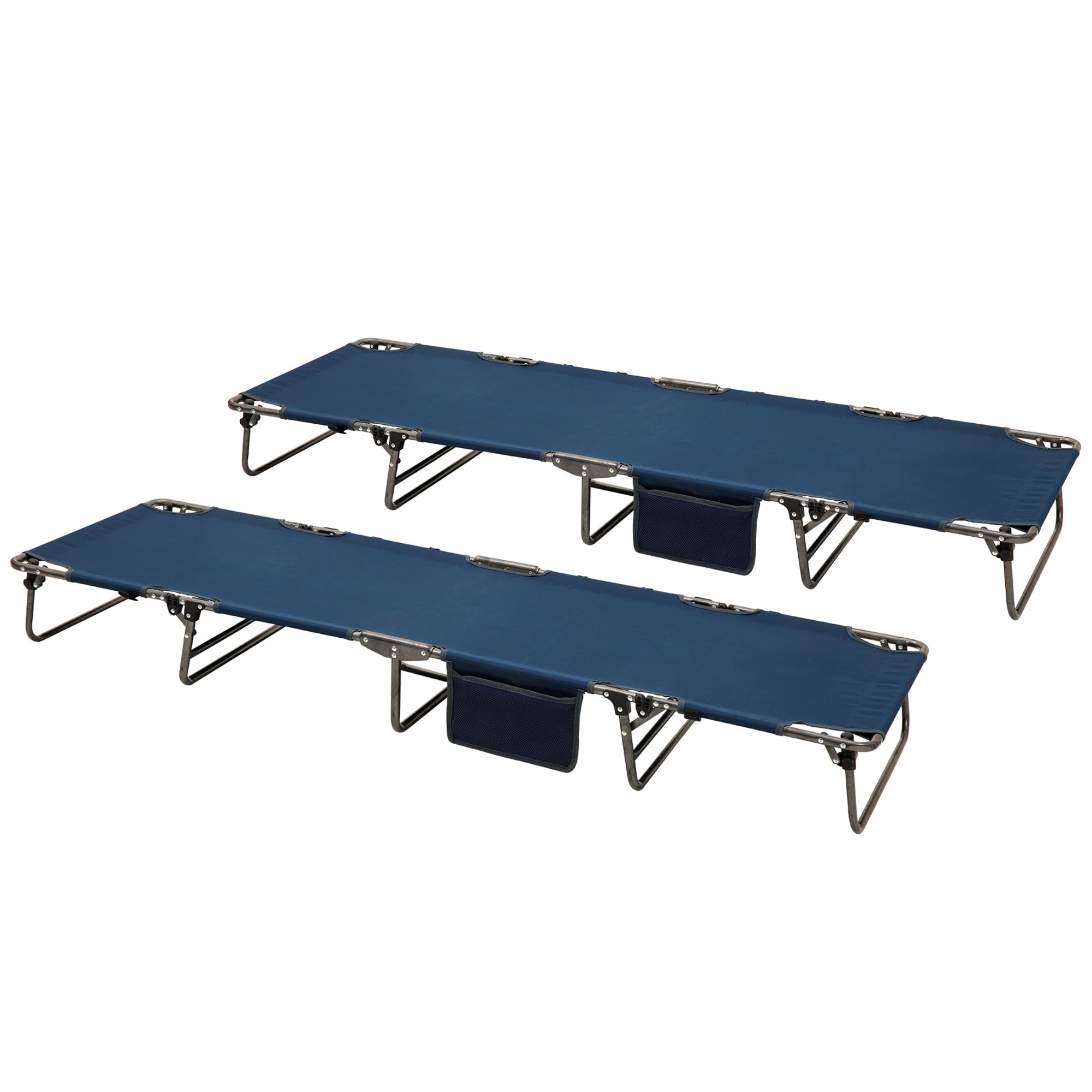 SUNNYFEEL Portable Folding Camping Cot Lightweight, Outdoor Sleeping Cots with Pillow, Easy Set up and with Load-Resistant Support 300 LBS for Travel Camp Beach Vacation Blue 2PC