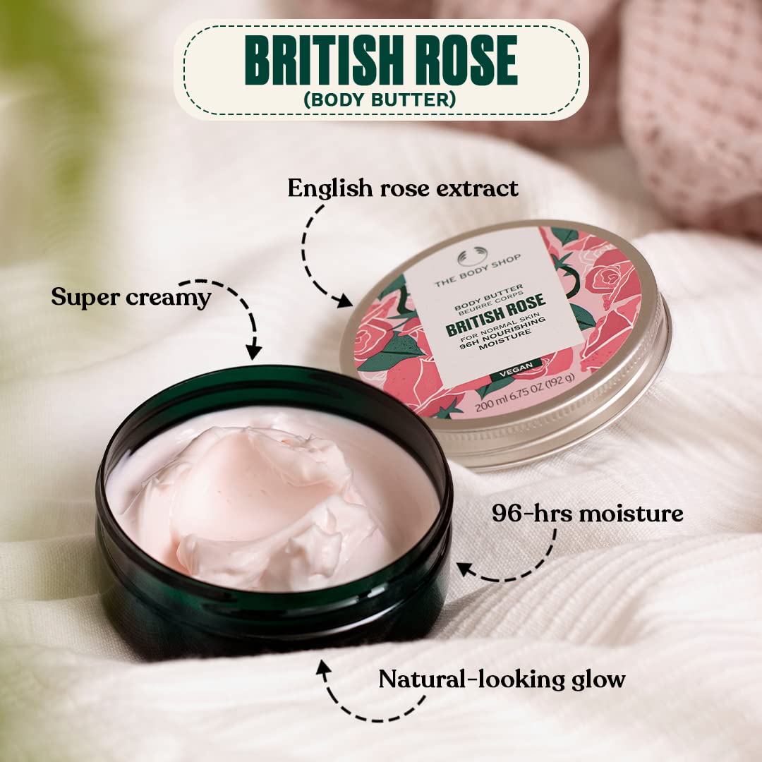 The Body Shop British Rose Instant Glow Body Butter, 200ml : Everything Else