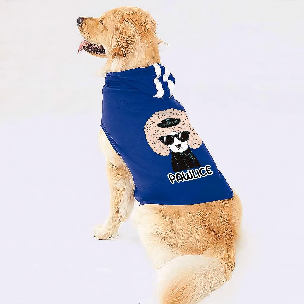 Pawlice Dog Shirt with Hoodie - Unique Design Dog Hoodie - Themed Dog Clothing - Gray White, 2XL