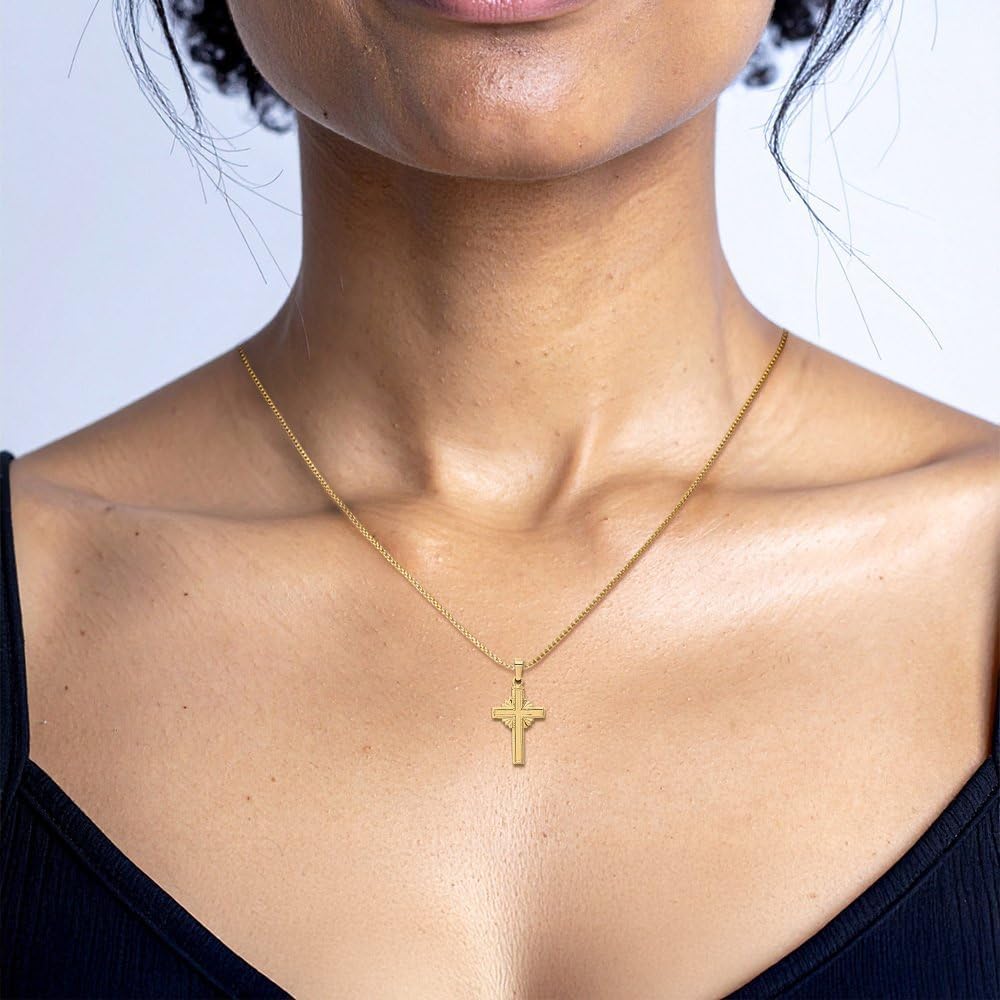 IceCarats 14K Yellow Gold Large Heart Celtic Claddagh Iona Cross Pendant Necklace 27mm 1.1 inch Lightweight, Polished, Textured For Her For Him