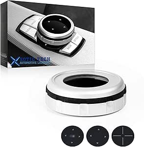 Xotic Tech Silver IDrive Multi-Media Button Cover Trim For BMW 2, 3, 4, 5, 7, X Series
