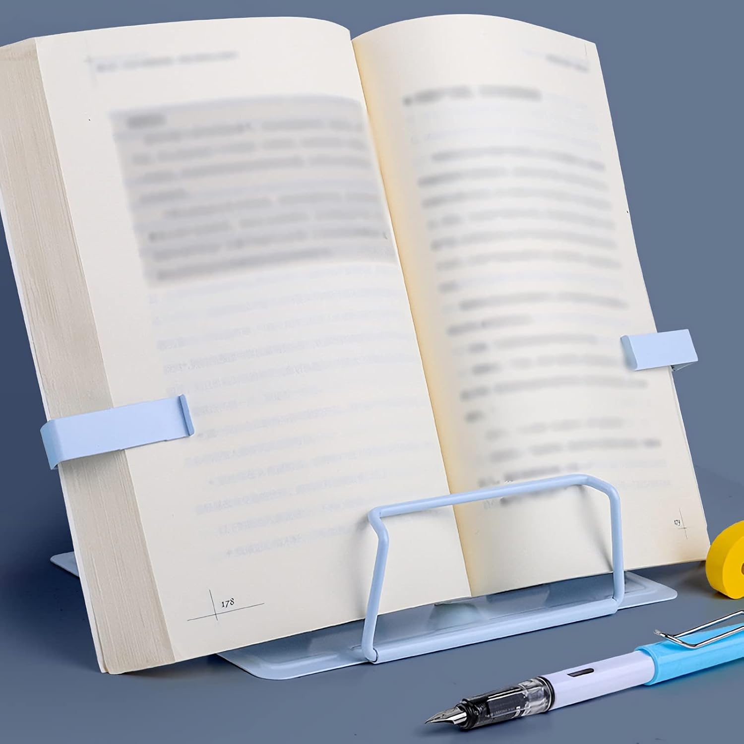 Book Stand Metal Desktop Book Stand Folding Cookbook Holder Adjustable Reading Rest Bookstand for Magazine Textbooks Tablet 8 x 6.5 x 7.5 inch (Color : Mug) (Pink)