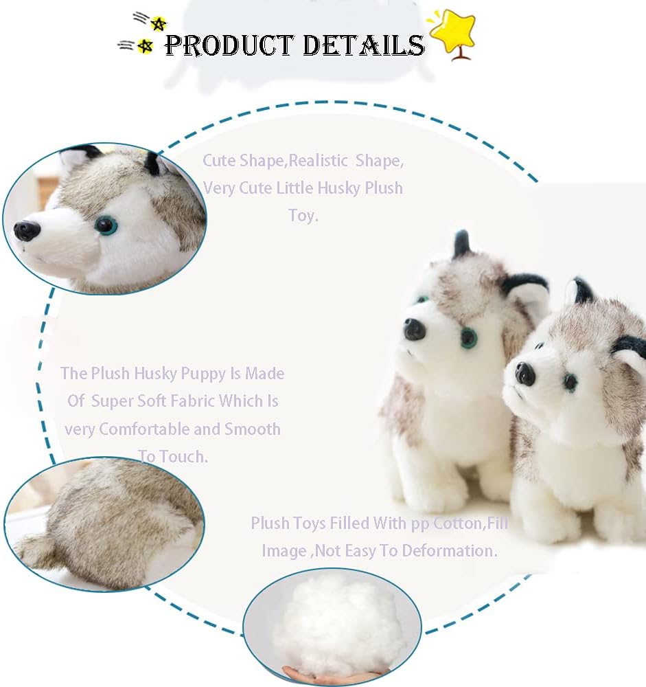 CHELEI2019 9.8" Stuffed Husky Dog Plush,Puppy Stuffed Animal Husky Adorable Gifts for Kids - Image 3