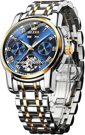 OLEVS Mens Watch Fashionable Automatic Waterproof Date Luminescent Business Skeleton Wristwatch Popular.., Bracelet Type