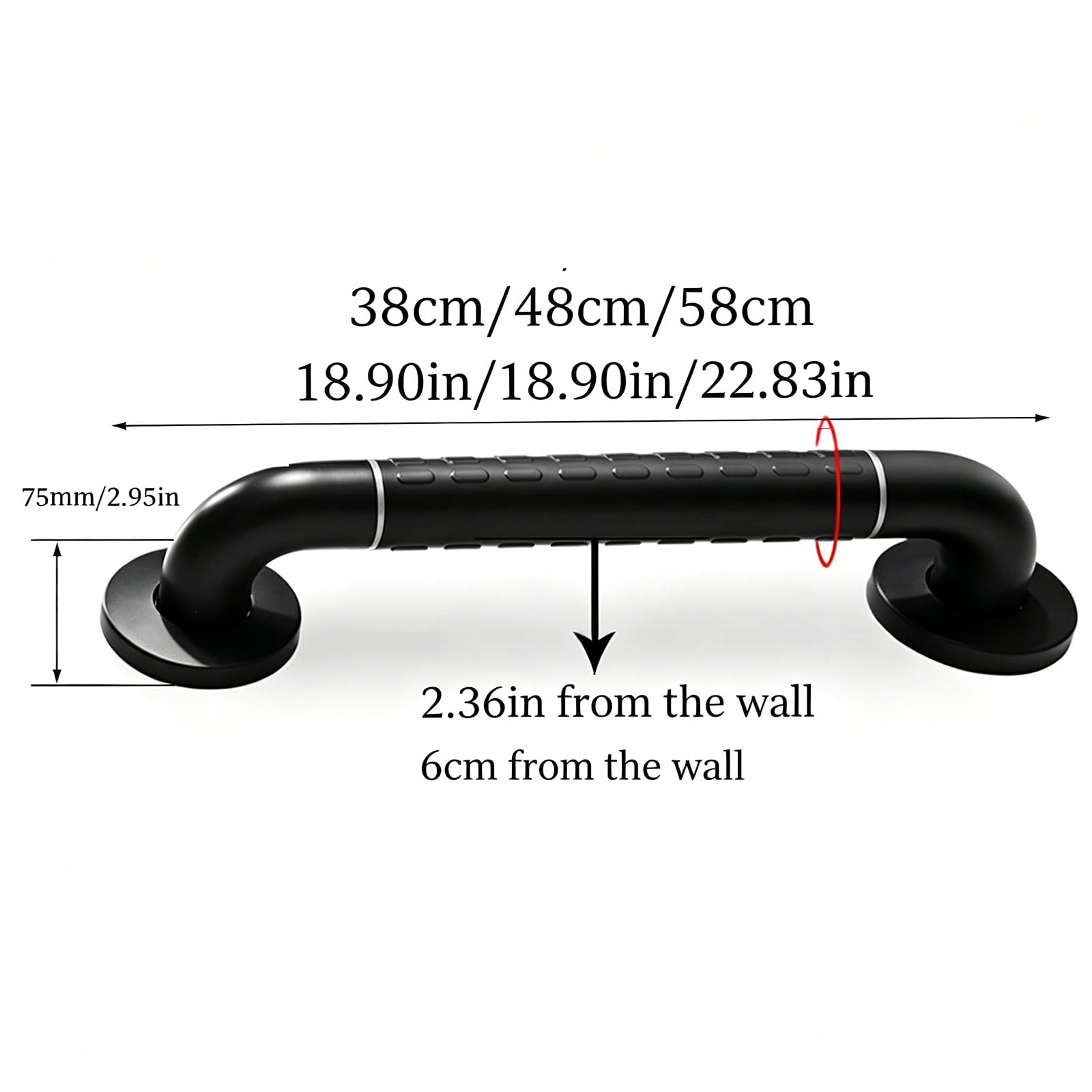 Barra De Apoyo Antideslizante (38/48/58 Cm), Acero Inoxidable, Carga De 250 Kg, Fácil Instalación, for Ducha Y Bañera(58cm)