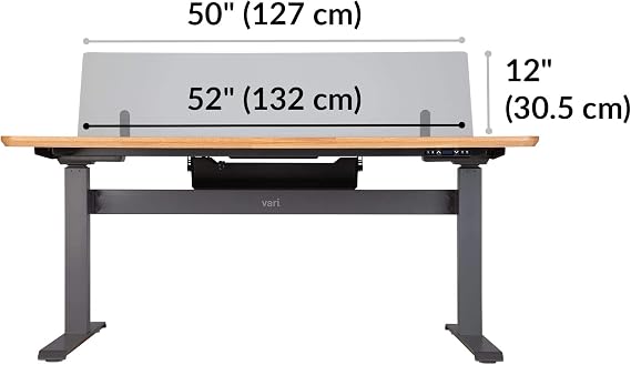 Vari Acrylic Modesty Panel 60 - Privacy Divider for Above or Below Desktop - Easily Clamps to Desk with No Tools Required - Durable Frosted Acrylic Finish