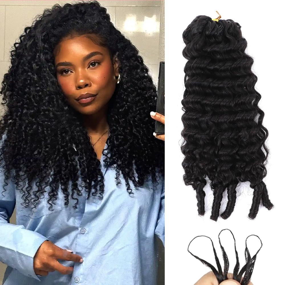 YGWIGS Burmese Curly Crochet Human Hair Extension120g(100 strands) Human Crochet Hair for Black Women Knotless Feather Crochet Human Hair Lightweight Invisible Miracle Knots 20inch