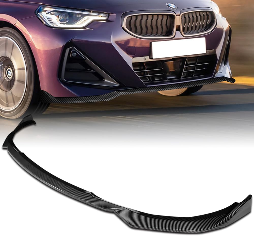 Q1-TECH, 9PCS Front Bumper Lip & Side Skirt Extensions Diffuser Compatible with BMW G42 2-Series 220i 230i M240i M-Sport Bumper (2022-2025), Front Lip Spoiler Body Splitter ABS (Painted Carbon)