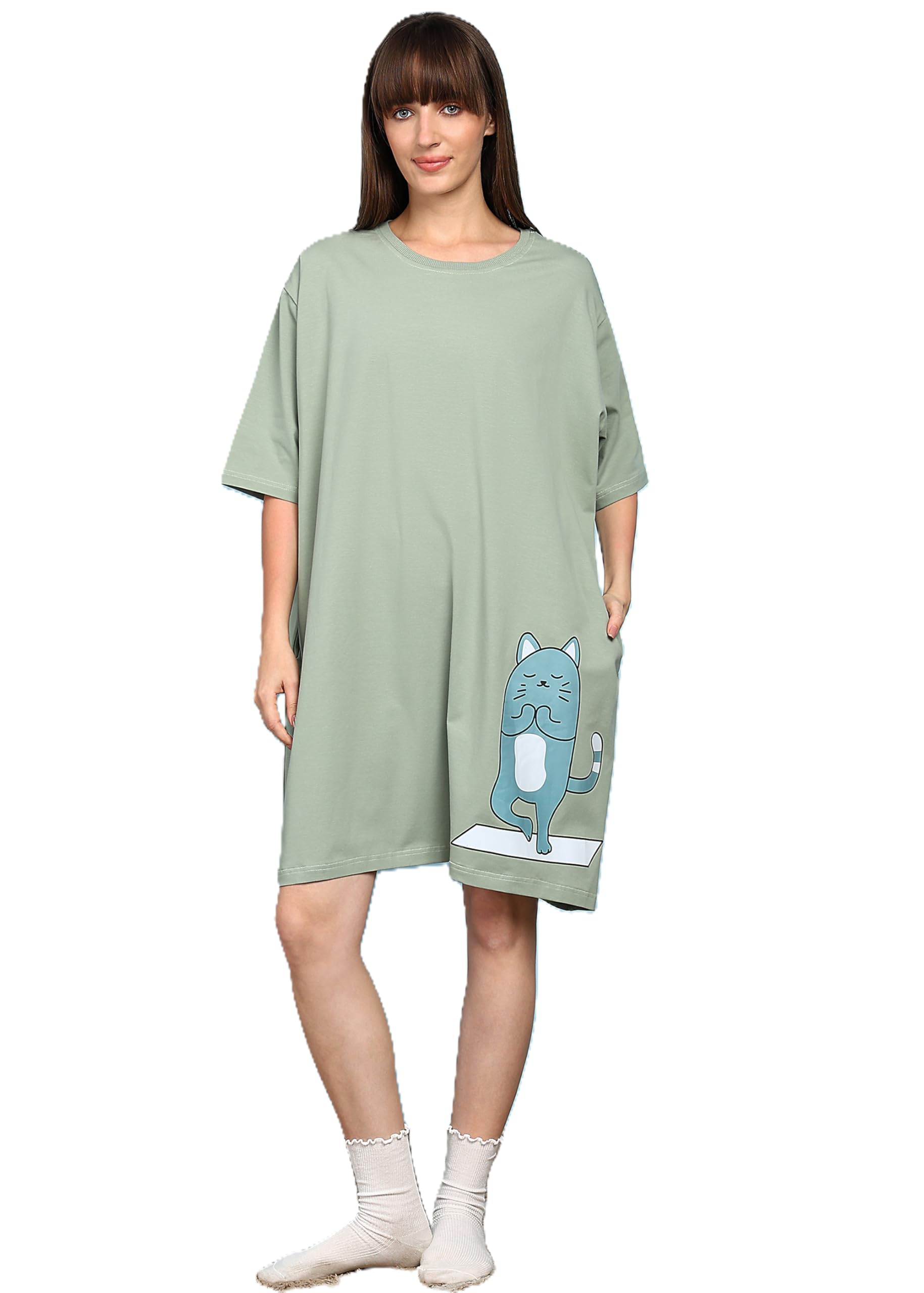 switchover Women’s Oversized Sleep Tee – Ultra Soft Wood Pulp Fabric | 4-Way Stretch | Breathable | One Size Fits All | Premium Lounge & Nightwear-picture-42