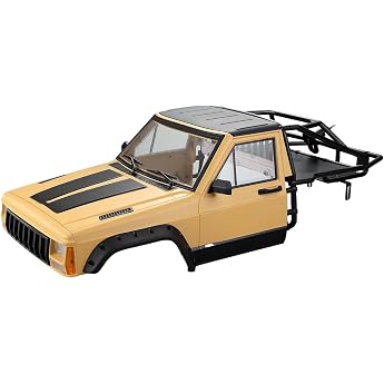KEEDA D RC Crawler Body Cabin & Rear Cage RC Body Shell for 1/10 RC Crawler Car TRX4 Axial SCX10 90046 AT4 Redcat GEN 8 Scout II Yellow