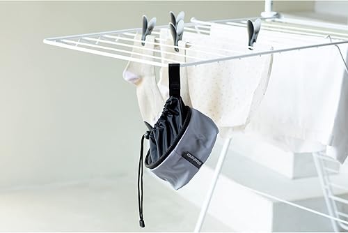 Miniatura 7 de Brabantia Bolsa de almacenamiento compacta con lazo para colgar y cordón de cierre (negro mate) organizador de ahorro de espacio para alfileres de