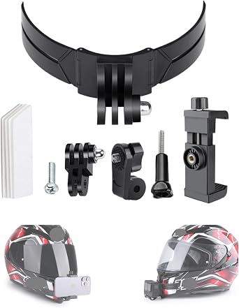 Motorcycle Helmet Chin Mount for Action Camera, Quick Release Chin Strap Mount Kits with Adhesive Pads, Accessory for Gopro, for DJI OSMO for Insta360 and Phones