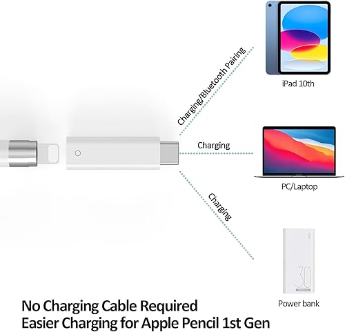 Miniatura 4 de COOYA Adaptador USB C a lápiz para Apple Pencil de 1 generación, adaptador de carga USB-C macho a lápiz para iPad 10 generación Bluetooth