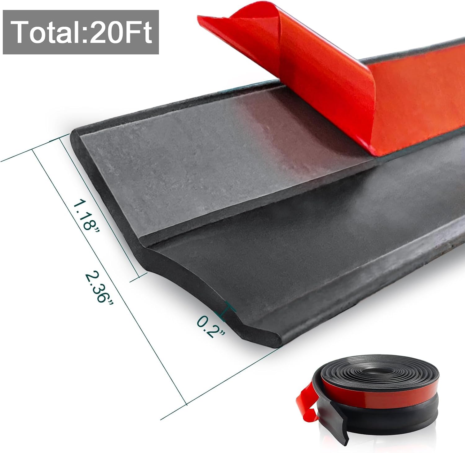Garage Door Seal Top and Sides - 20FT EPDM Universal Garage Door Threshold Seals Bottom Rubber with Nails, Weatherproofing Door Rubber Seal Strip Replacement, Blocks Winds Dust Rain Snow