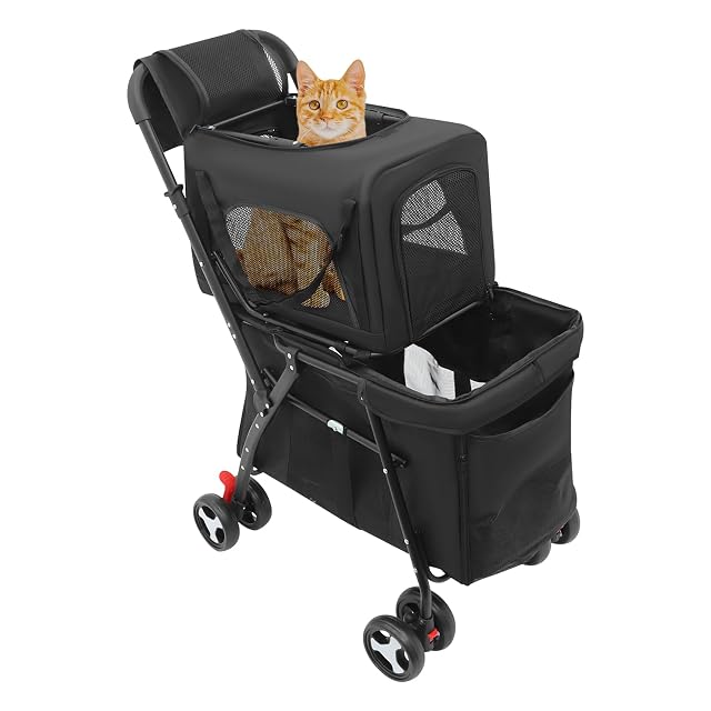 Foto 7 de 8 de Carrito doble para mascotas, superior de hasta 7 kg y soporte inferior de hasta 15 kg