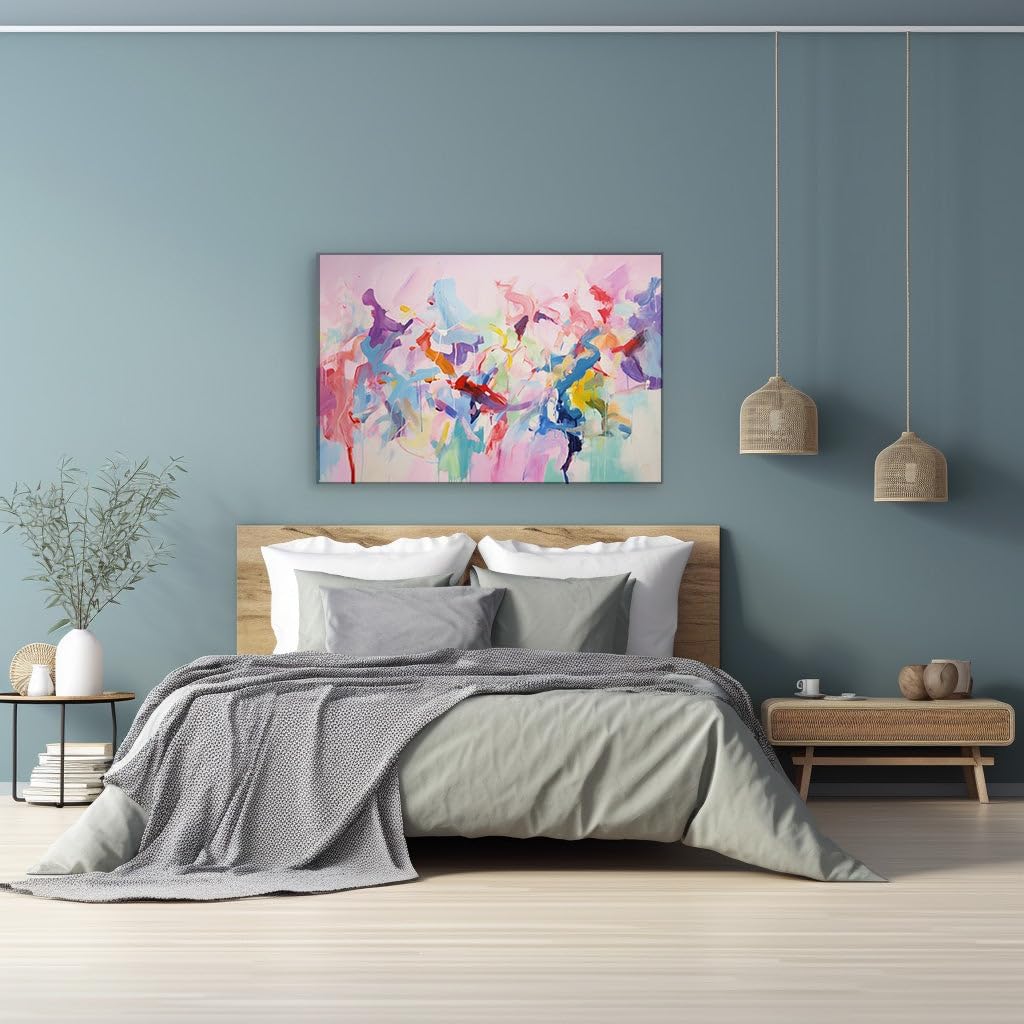 Canvas for Living room. Painted Energy Unleashed - A Dance of Colors and Brushstrokes in Abstract Art, 27 x 18 inch Canvas Wall Art - Contemporary Masterpieces - Zen Wall Decor - 69x46 cm (27x18 inch)