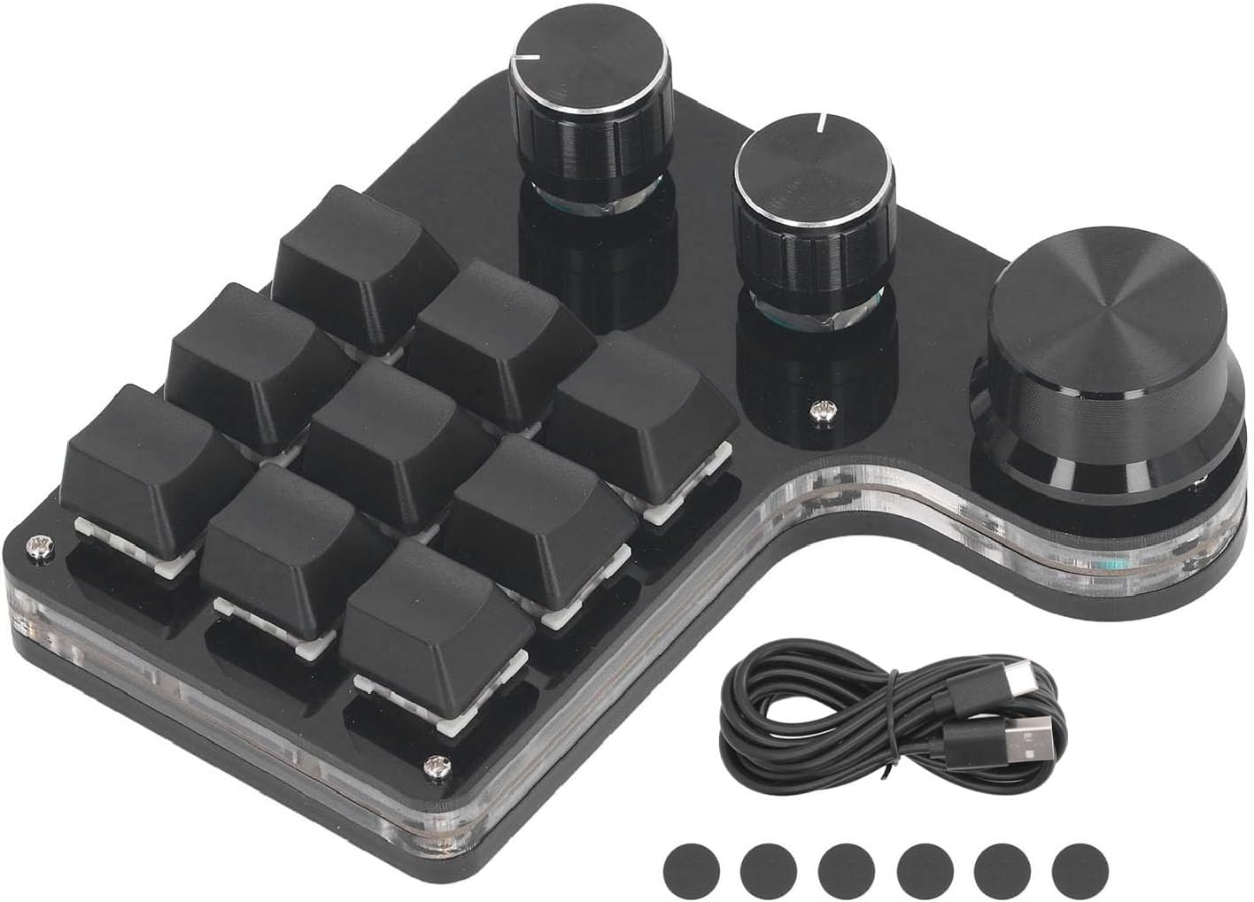 Hyuduo Mini Mechanical Keypad RGB LED Customizable Red Switch USB C Connection Wired Keypad with 9 Keys