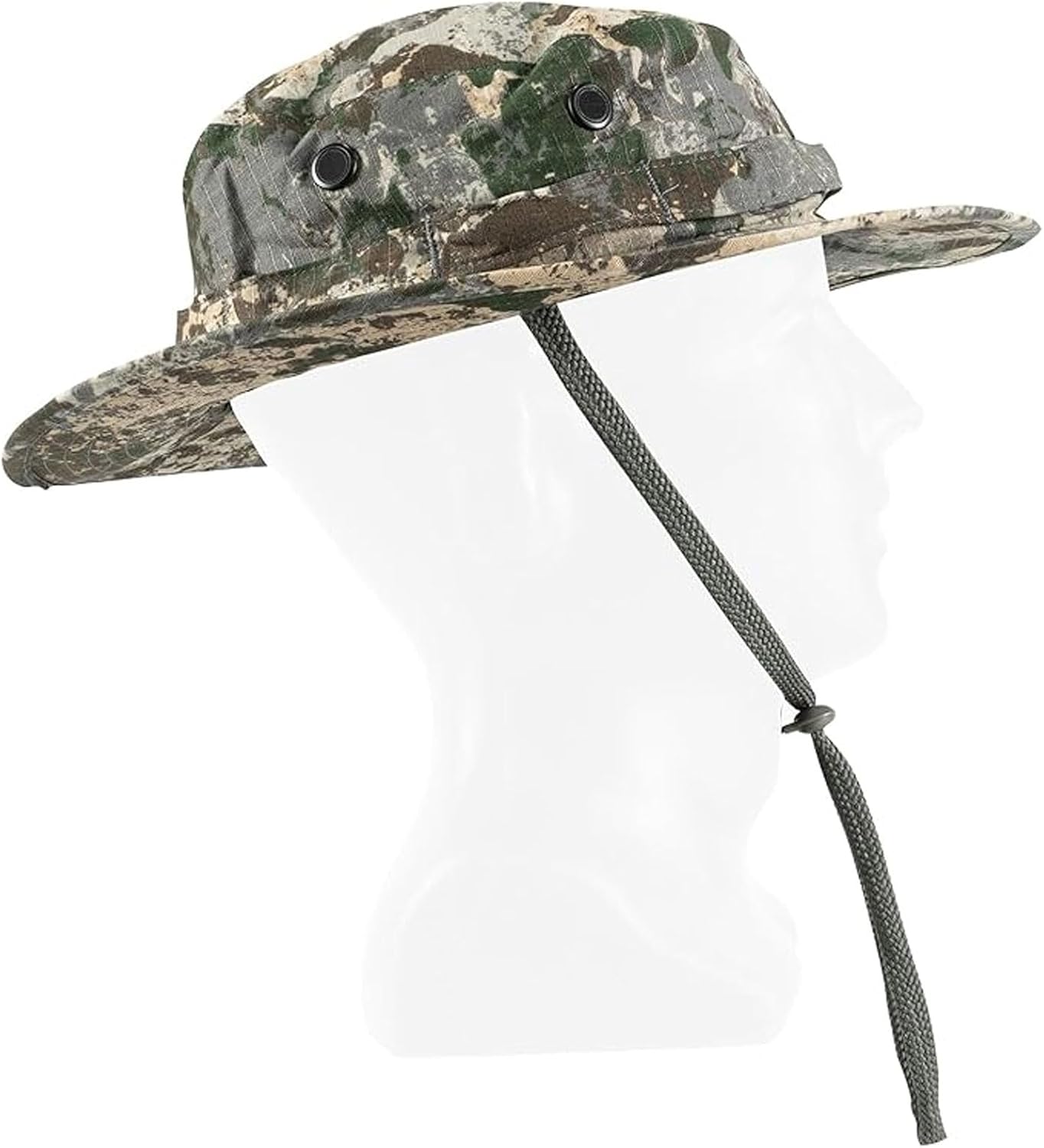 Mil-Tec Unisex Cotton Ripstop Boonie Hat - Durable Lightweight Tactical Outdoor Vented Wide Brim Hat w/Adjustable Chin Strap
