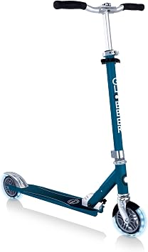 GLOBBER Flow Element Lights 125mm ABEC 9 Adjustable Height Folding Scooter LED Light Wheels Petrol