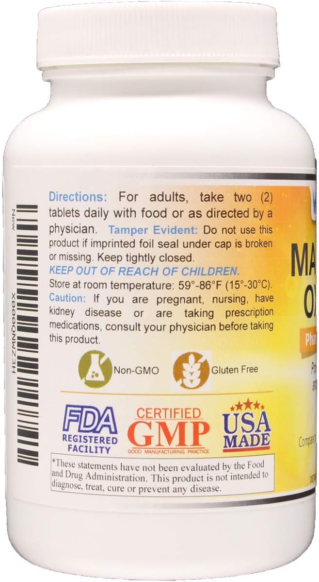 Wonder Labs Magnesium Oxide 400, 483mg of Magnesium Oxide Pharmaceutical Grade** Compare to MAG-OX 400 ® - 250 Tablets