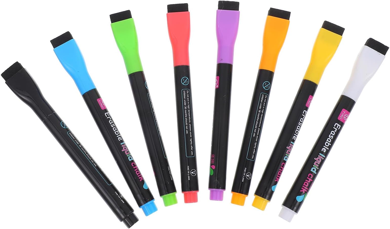 8pcs Magnetic Whiteboard Markers Set with Fluorescent Water-soluble Ink, Fine Tip Dry Erase Pens for Office School Meetings, Includes Eraser Caps for Easy Wiping