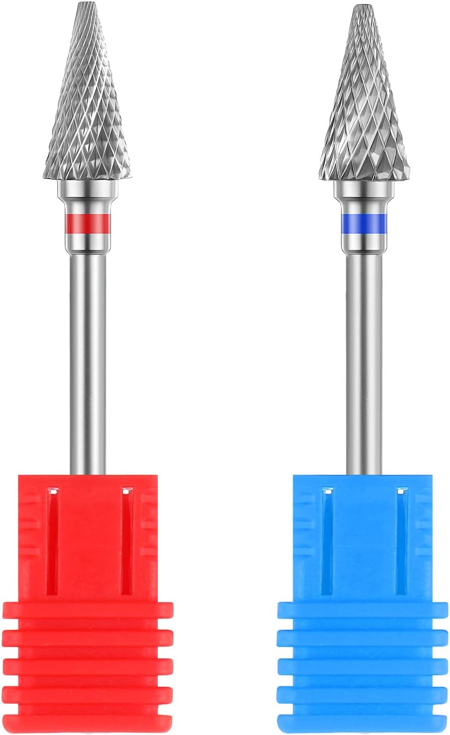 2 PCS 3/32" 5 in 1 Professional Carbide Nail Drill Bits Sets, Electric Nail Drill Bits Cone Tungsten Safety Drills Bits with Case for Manicure Pedicure Cuticle Cleaner Gel Polishing