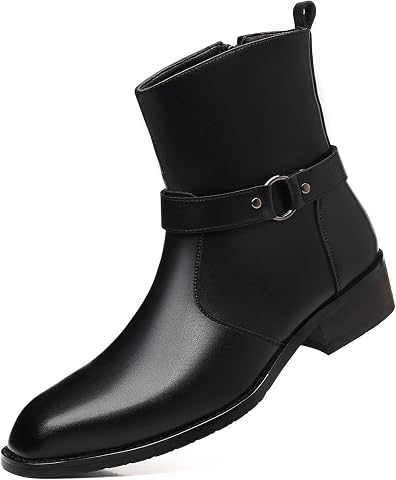 Men's Leather Chelsea Boots with Belt Buckle Classic